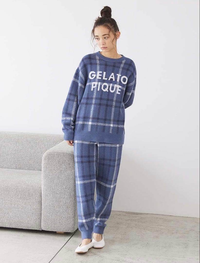 限定品　GELATO PIQUE ネイビー チェック ルームウェアセット　完売