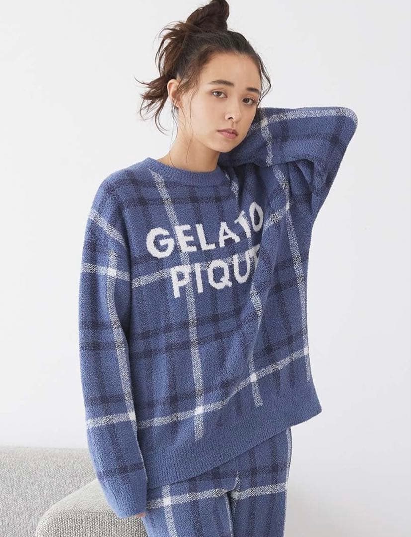限定品　GELATO PIQUE ネイビー チェック ルームウェアセット　完売