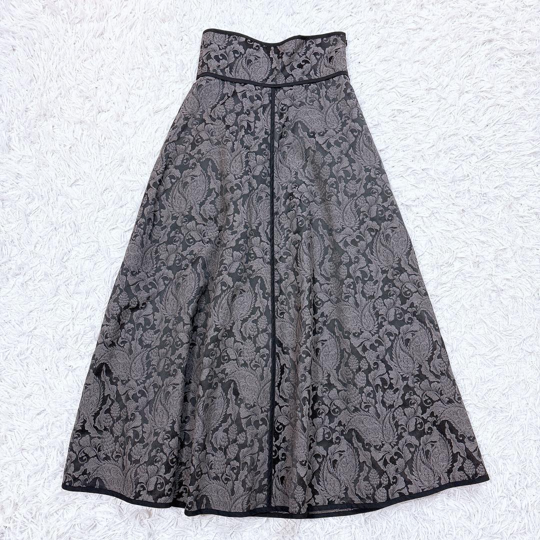 大人気❗【美品】アンドレアアンドコー ボタニカルジャガードスカート バックリボン