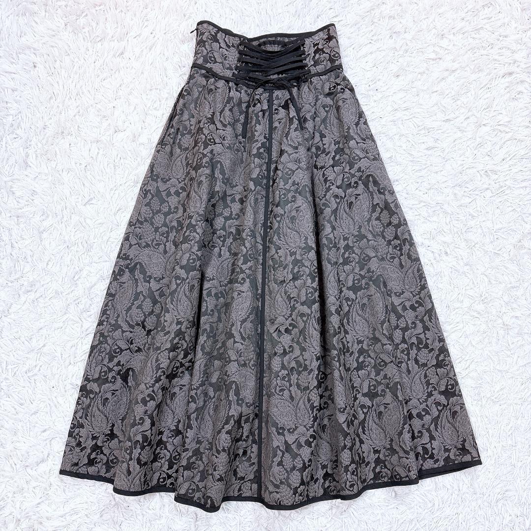 大人気❗【美品】アンドレアアンドコー ボタニカルジャガードスカート バックリボン