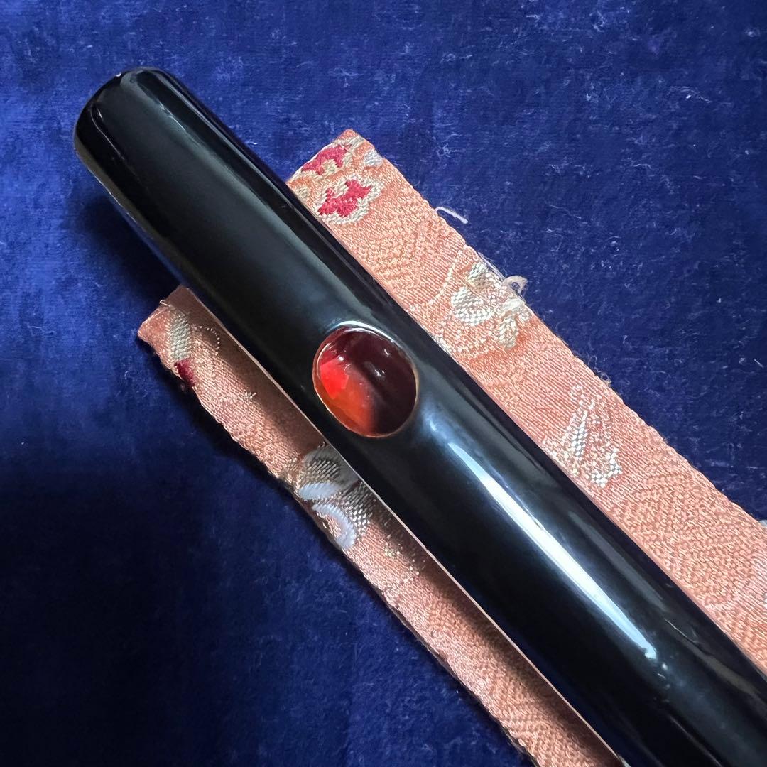 篠笛丸山 5本調子 唄物 黒漆塗 笛袋付