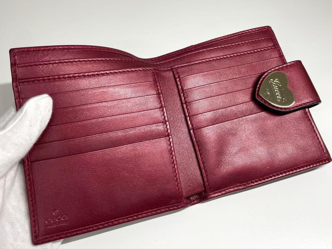 【TK】GUCCI 折り財布 GGキャンバス ラブリーハート パープル系