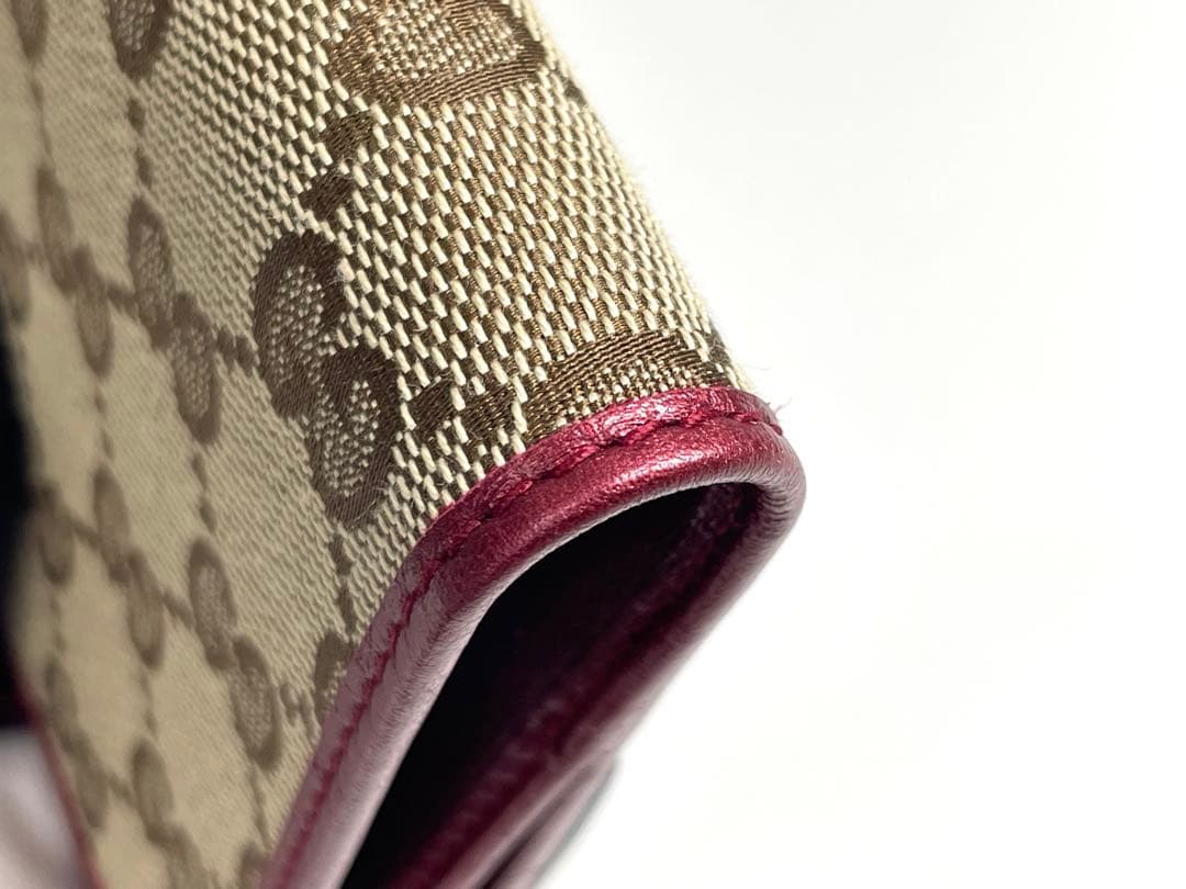 【TK】GUCCI 折り財布 GGキャンバス ラブリーハート パープル系
