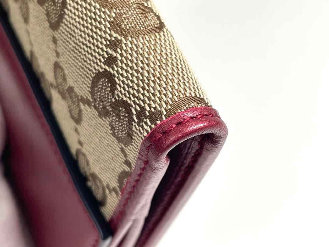 【TK】GUCCI 折り財布 GGキャンバス ラブリーハート パープル系