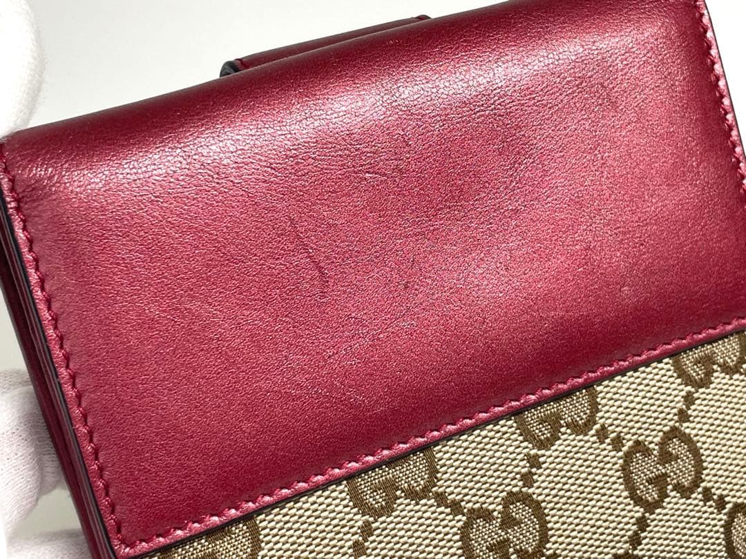 【TK】GUCCI 折り財布 GGキャンバス ラブリーハート パープル系