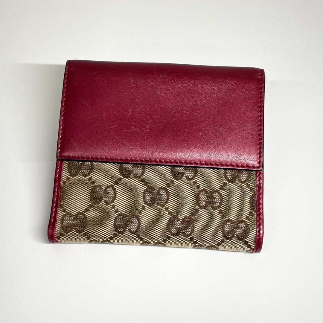 【TK】GUCCI 折り財布 GGキャンバス ラブリーハート パープル系