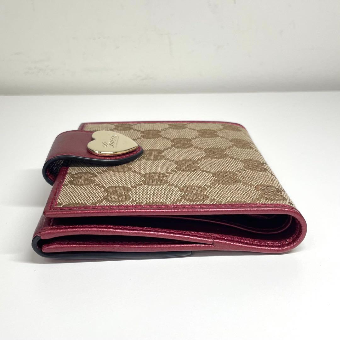 【TK】GUCCI 折り財布 GGキャンバス ラブリーハート パープル系