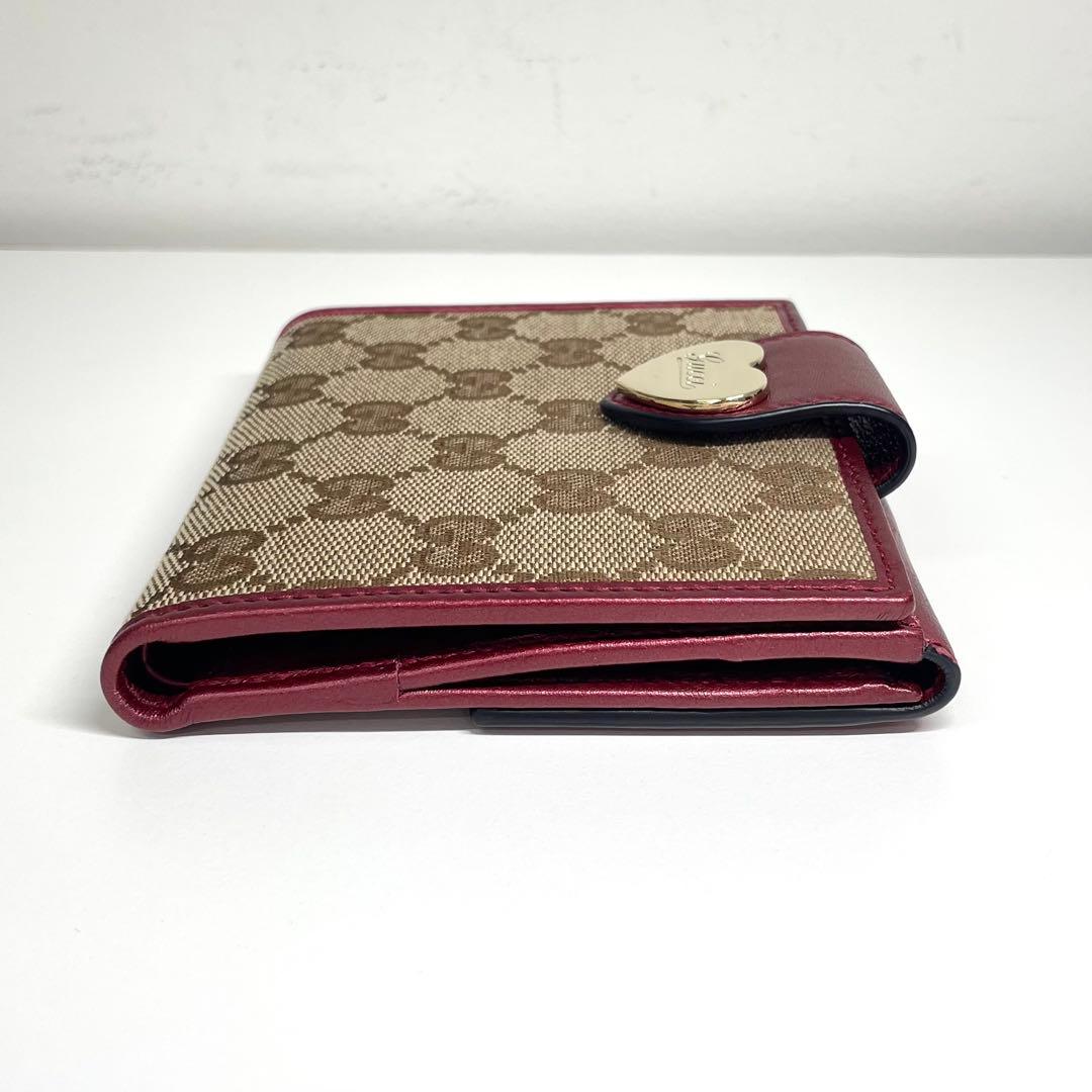 【TK】GUCCI 折り財布 GGキャンバス ラブリーハート パープル系