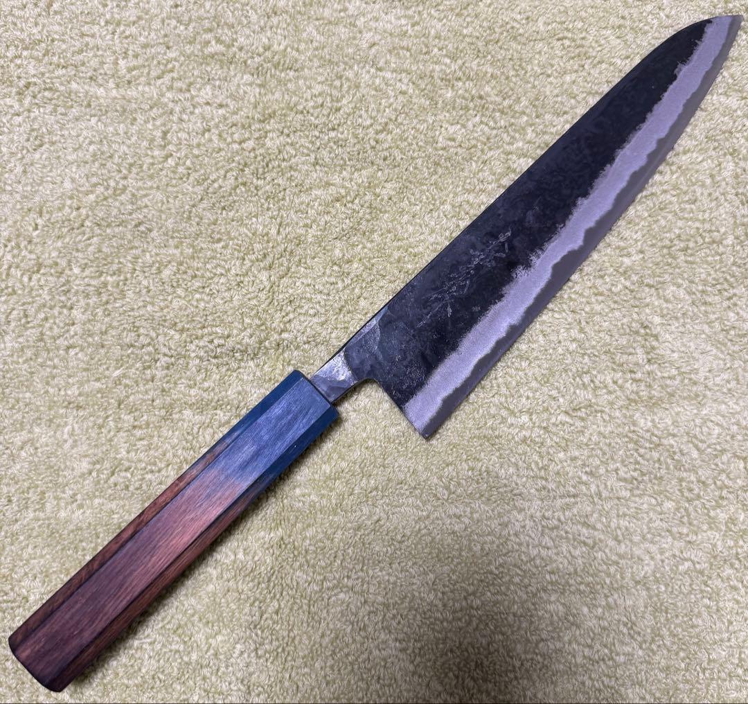 らら 郷右馬允義弘 青ニ鋼 黒打 牛刀 210mm 7寸 山脇刃物製作所