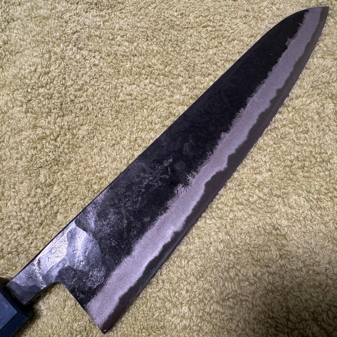 らら 郷右馬允義弘 青ニ鋼 黒打 牛刀 210mm 7寸 山脇刃物製作所