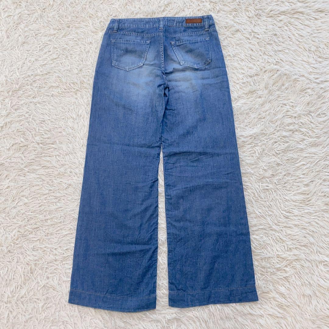 【大きいサイズ】ヤヌーク ワイドバギーデニム ソフトデニム リネン混 26 人気