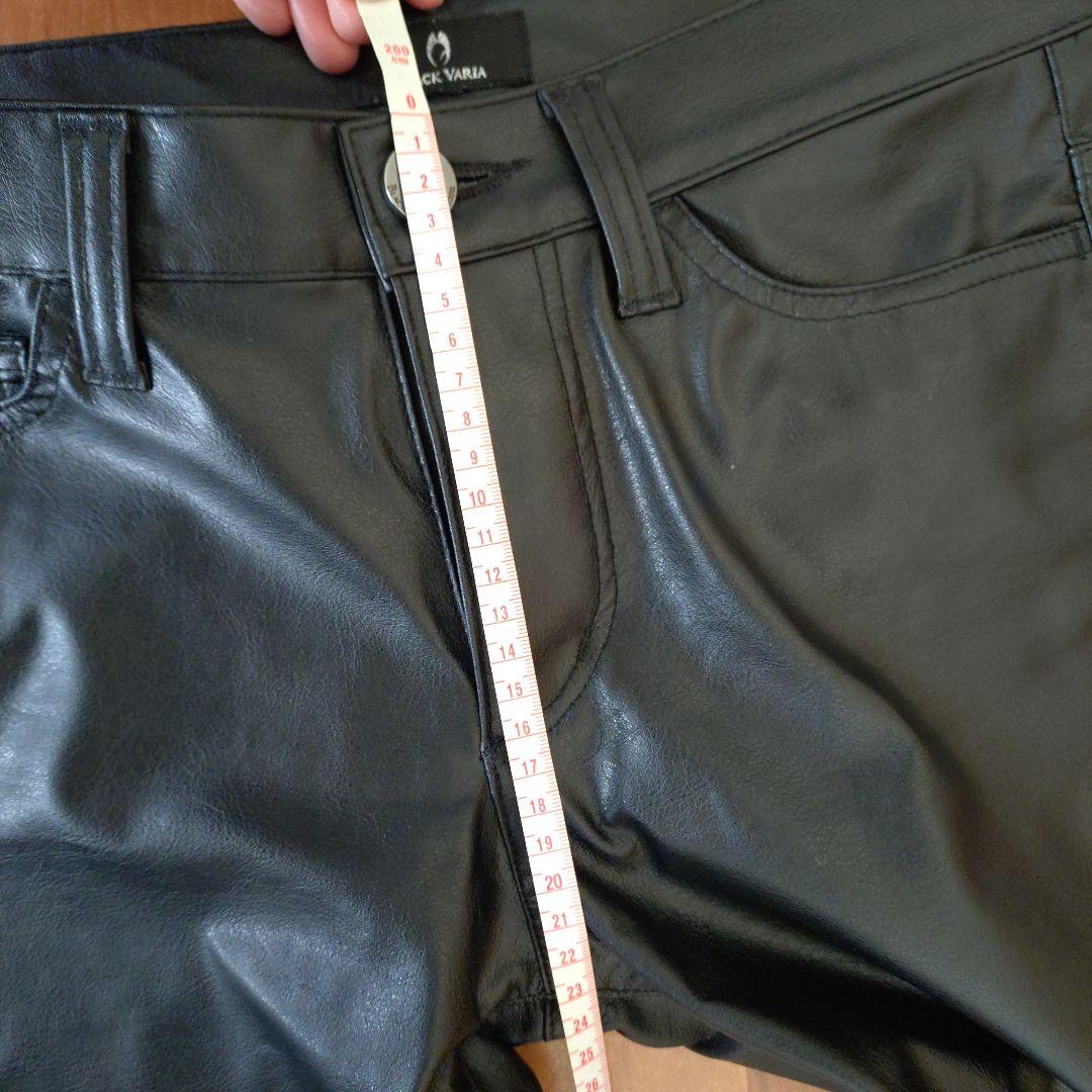 BLACKVARIA　ブラックレザー フレアパンツ　ブーツカット　レザーパンツ