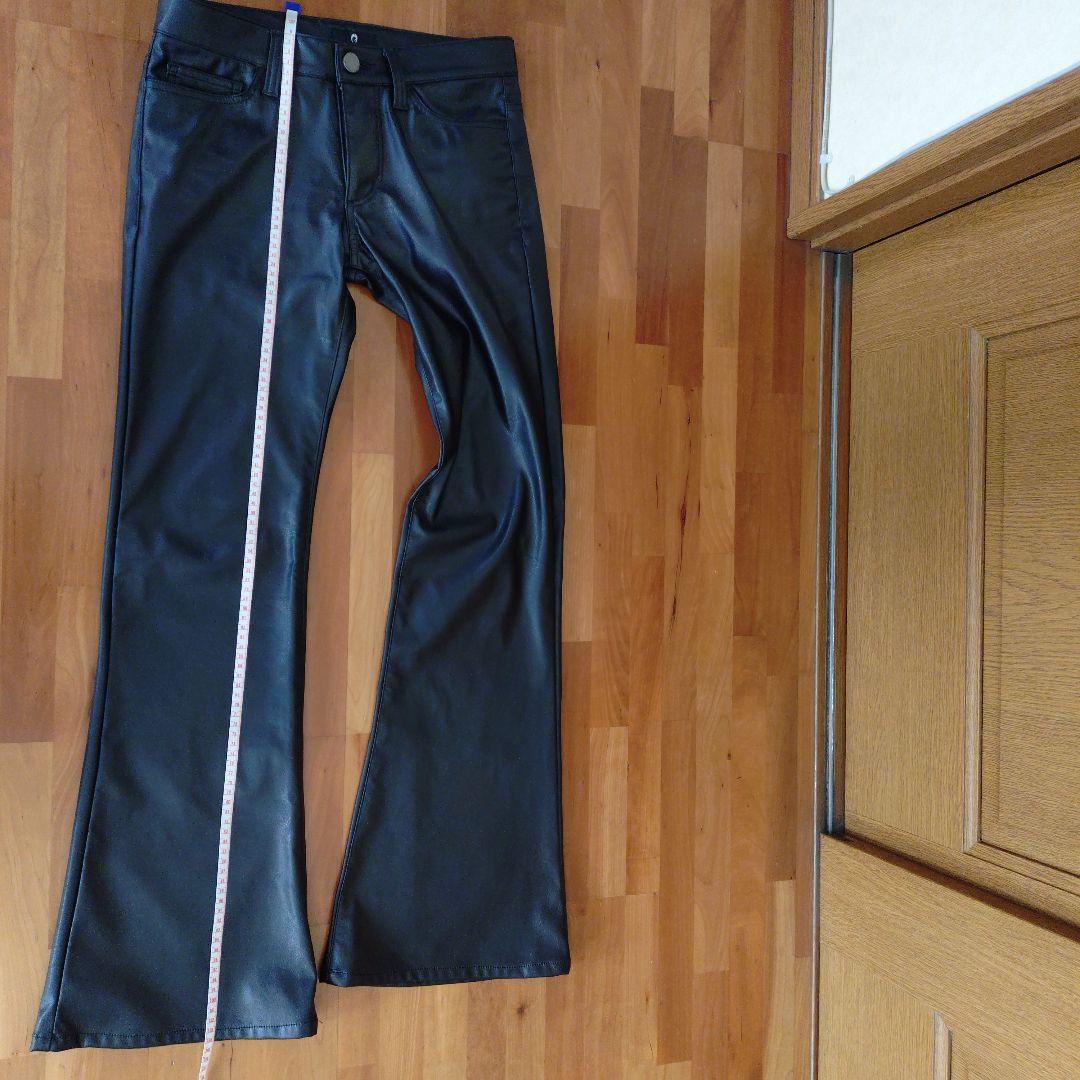 BLACKVARIA　ブラックレザー フレアパンツ　ブーツカット　レザーパンツ