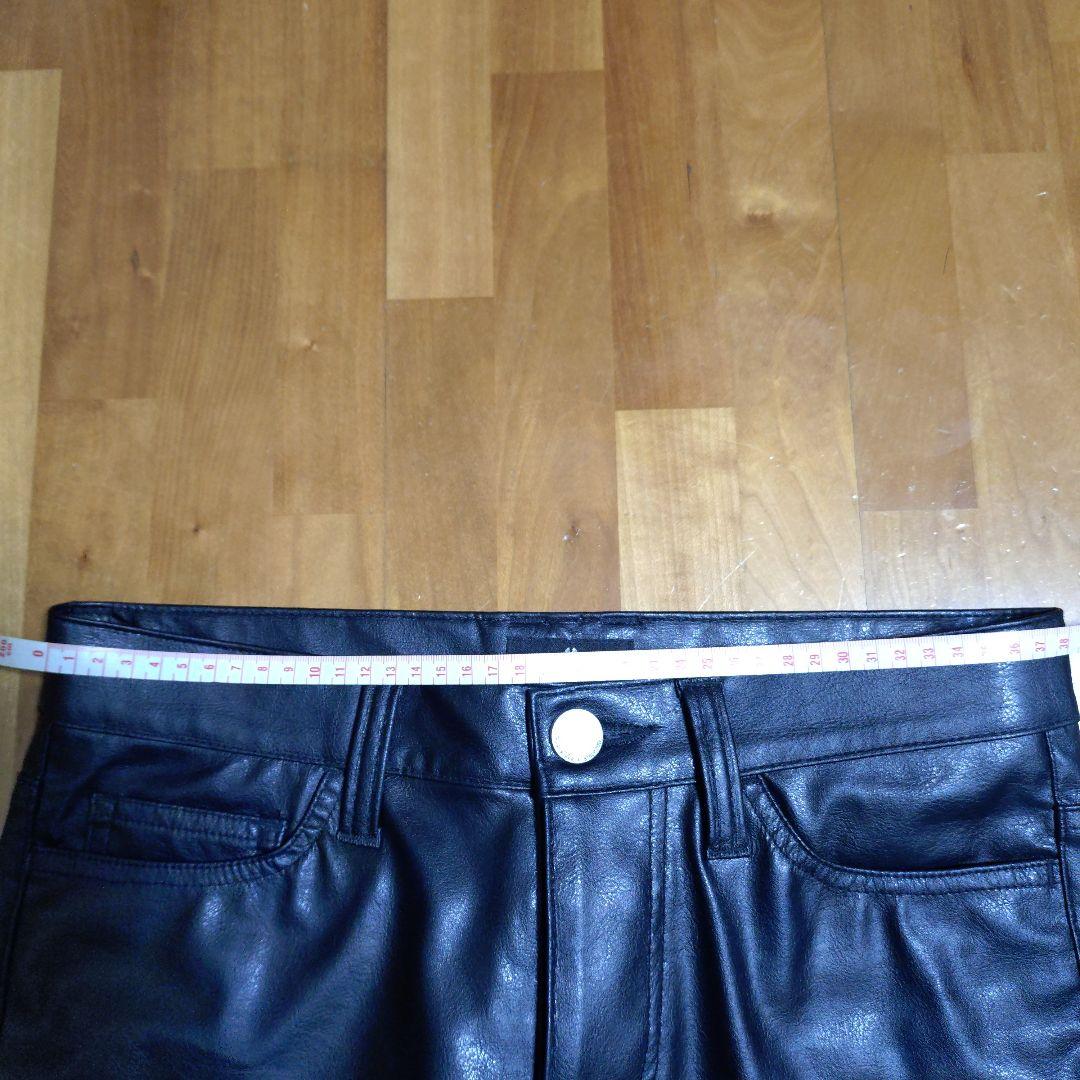 BLACKVARIA　ブラックレザー フレアパンツ　ブーツカット　レザーパンツ