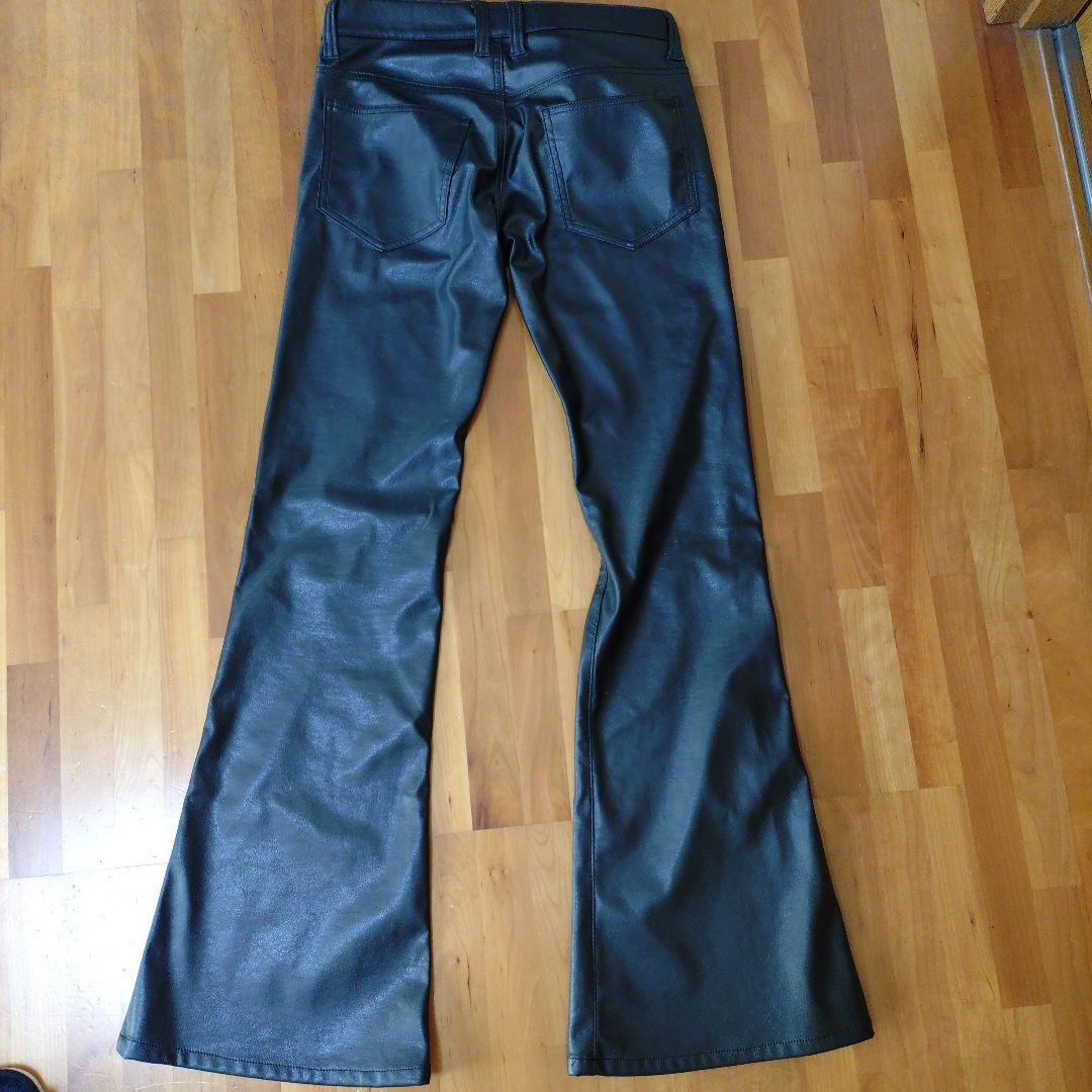 BLACKVARIA　ブラックレザー フレアパンツ　ブーツカット　レザーパンツ