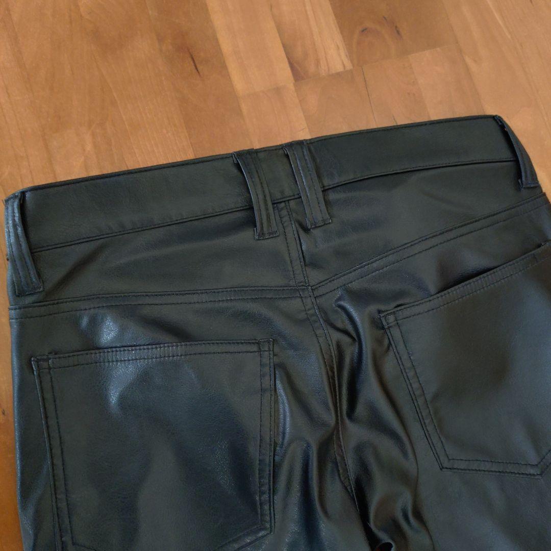 BLACKVARIA　ブラックレザー フレアパンツ　ブーツカット　レザーパンツ