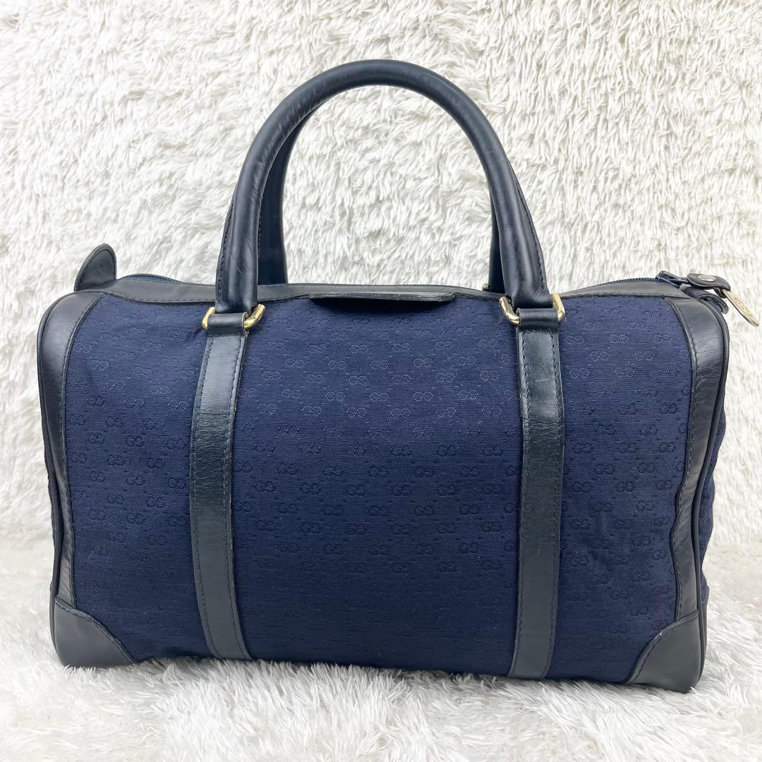 【極美品】オールドグッチ マイクロGG GGキャンバス ボストンバッグ ネイビー