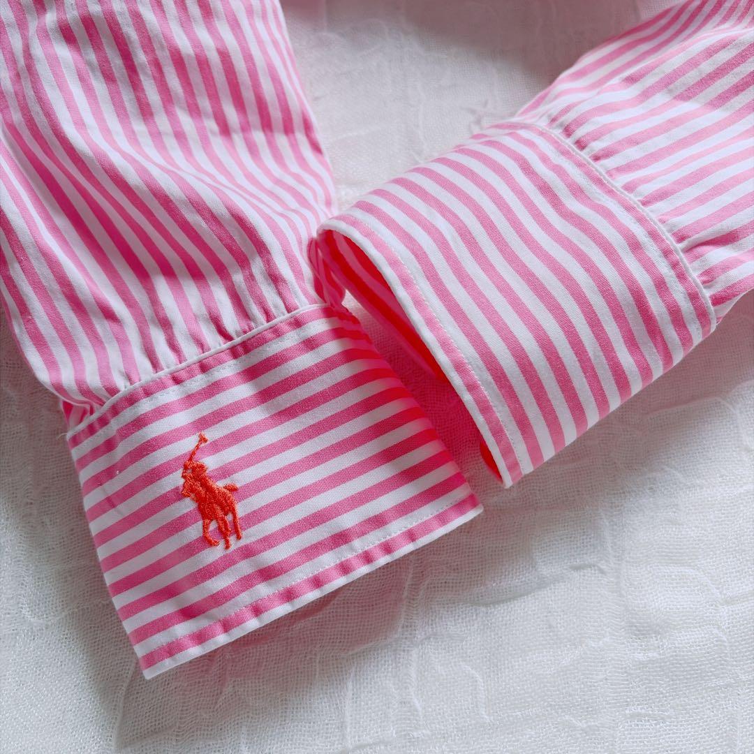 【ラルフローレン】美品✨ストライプ コットン シャツワンピース ホースロゴ