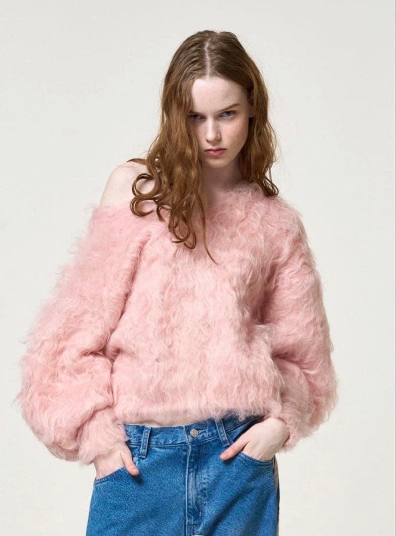 thetoe shaggy Vneck knit シャギーニット