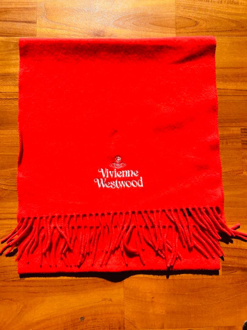 訳あり　Vivienne Westwood 赤 マフラー フリンジ付き