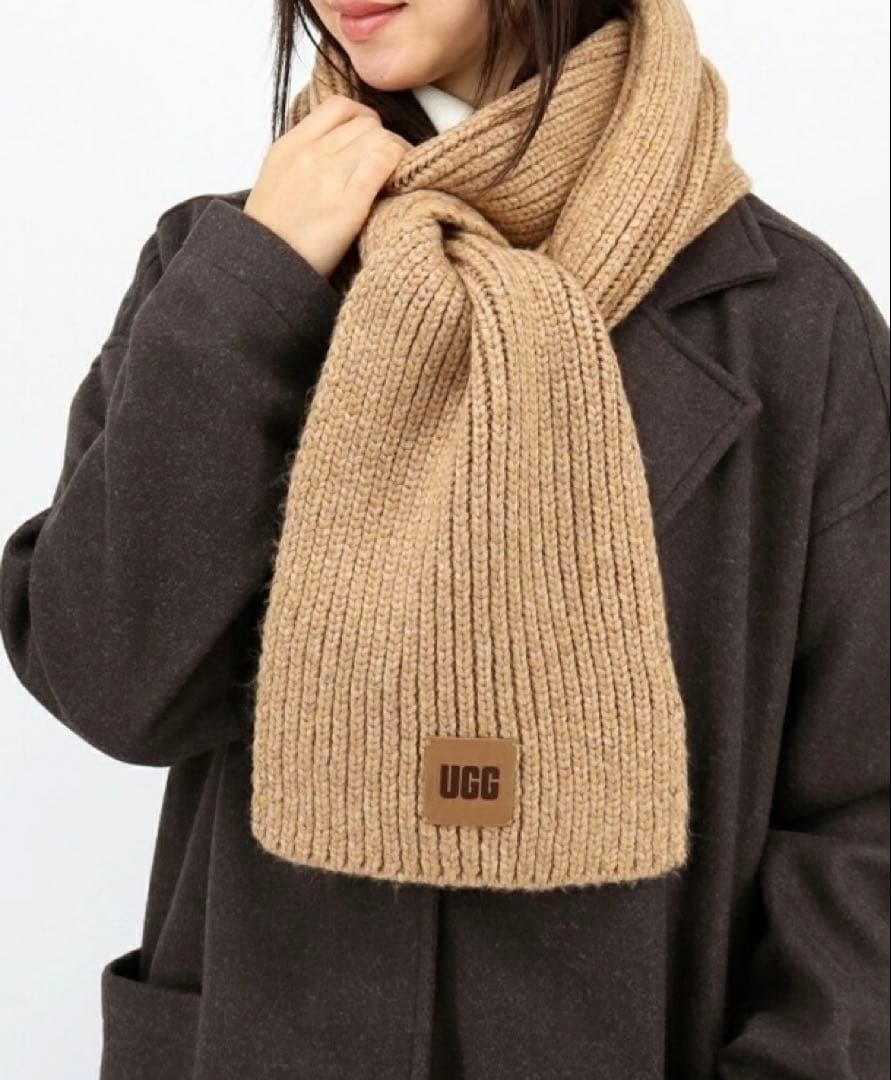 最終値下げ✤UGG キャメル　チャンキーリブニットスカー フマフラー
