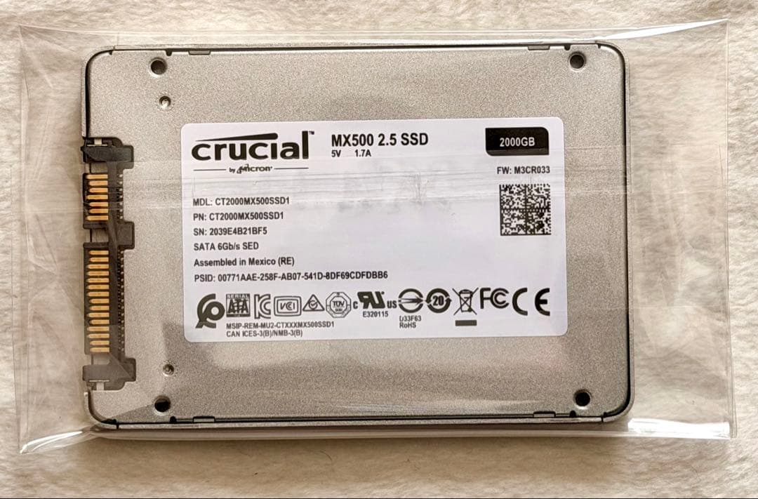 Crucial MX500 2TB 2.5インチ SATA SSD