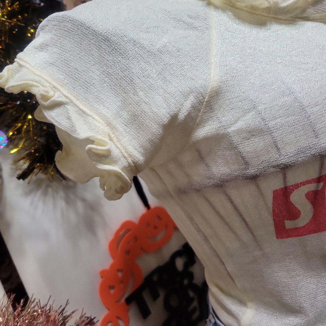 希少美品ヒステリックグラマーヒスガールラメ入りフリフリ袖襟Tシャツ