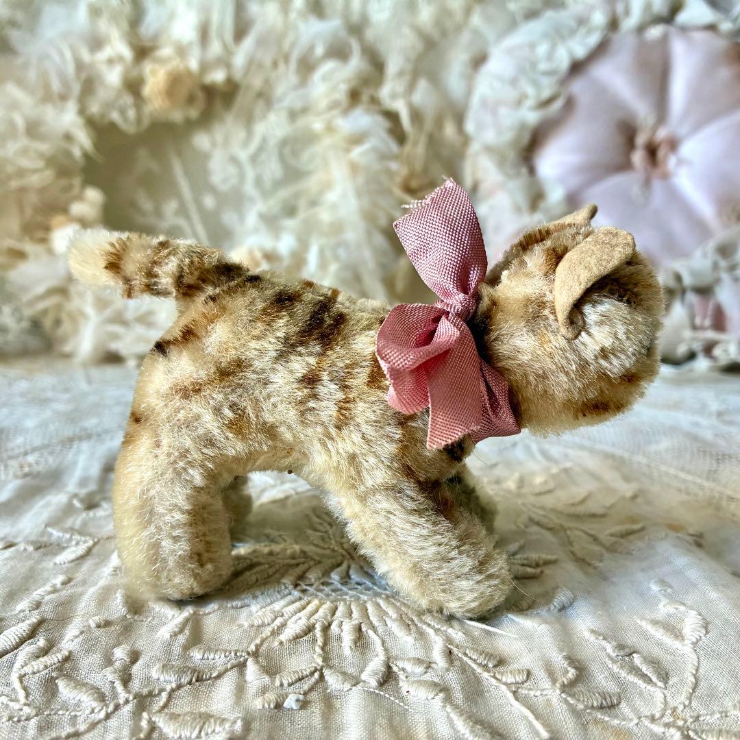 小さなトラ猫のぬいぐるみ　テディキャットドイツヴィンテージ検フランスアンティーク