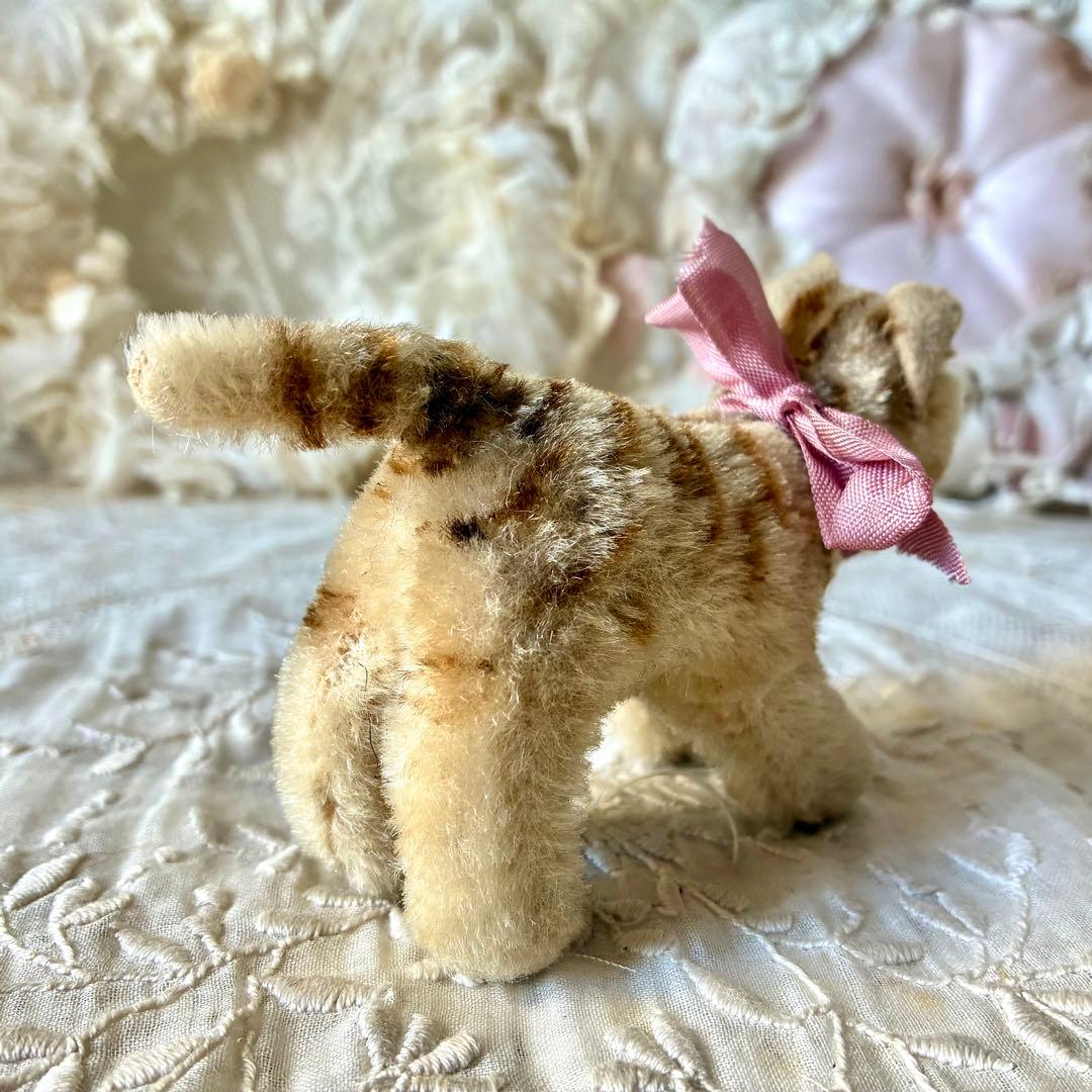 小さなトラ猫のぬいぐるみ　テディキャットドイツヴィンテージ検フランスアンティーク