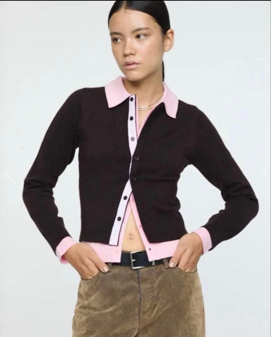 タグ付き MOUSSY DOUBLE LAYERED ニットシャツ