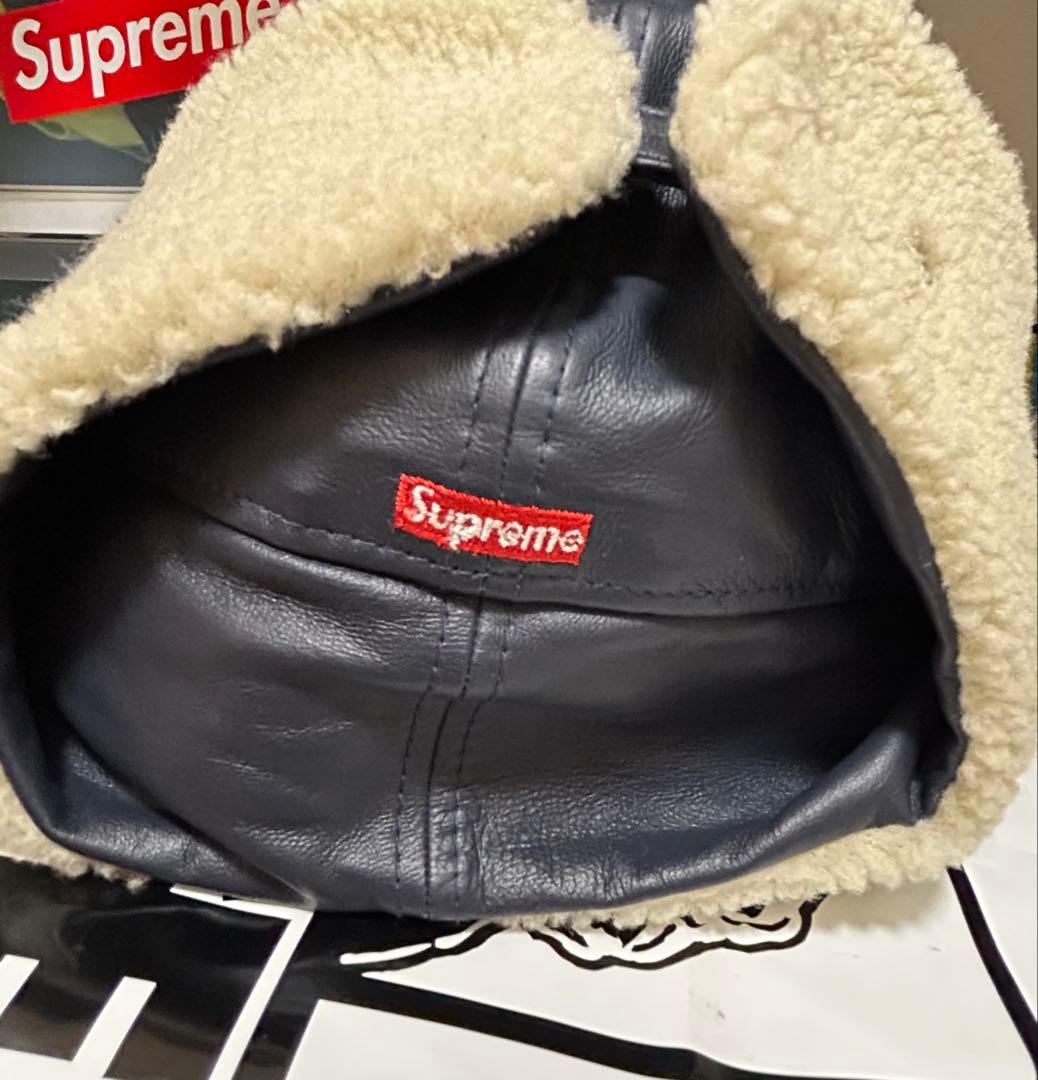 Supreme フラップ付き レザーキャップ 最終値引き中‼️ステッカーつき