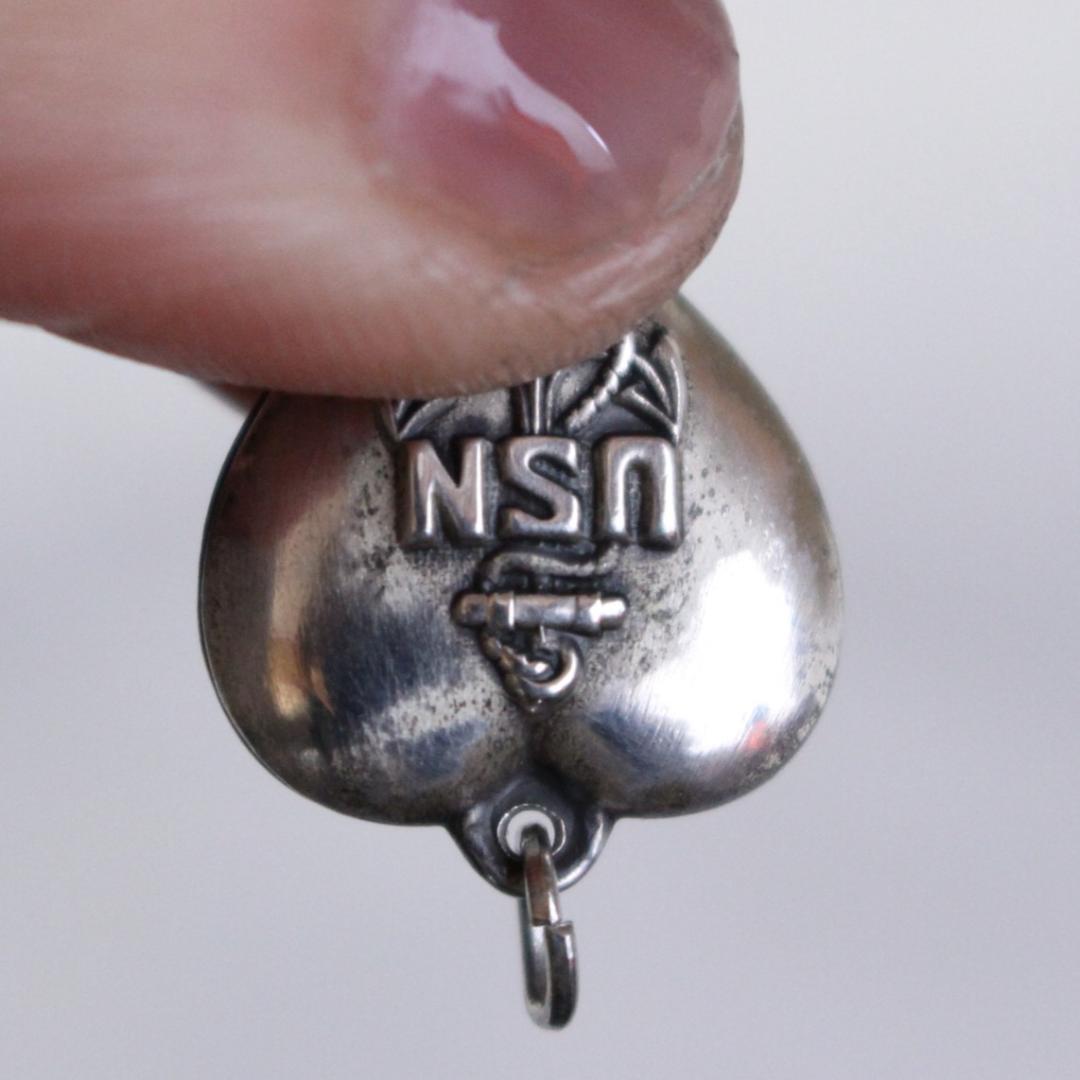 30s　スウィートハートジュエリー　WW2　シルバー　チャーム　NAVY　USN