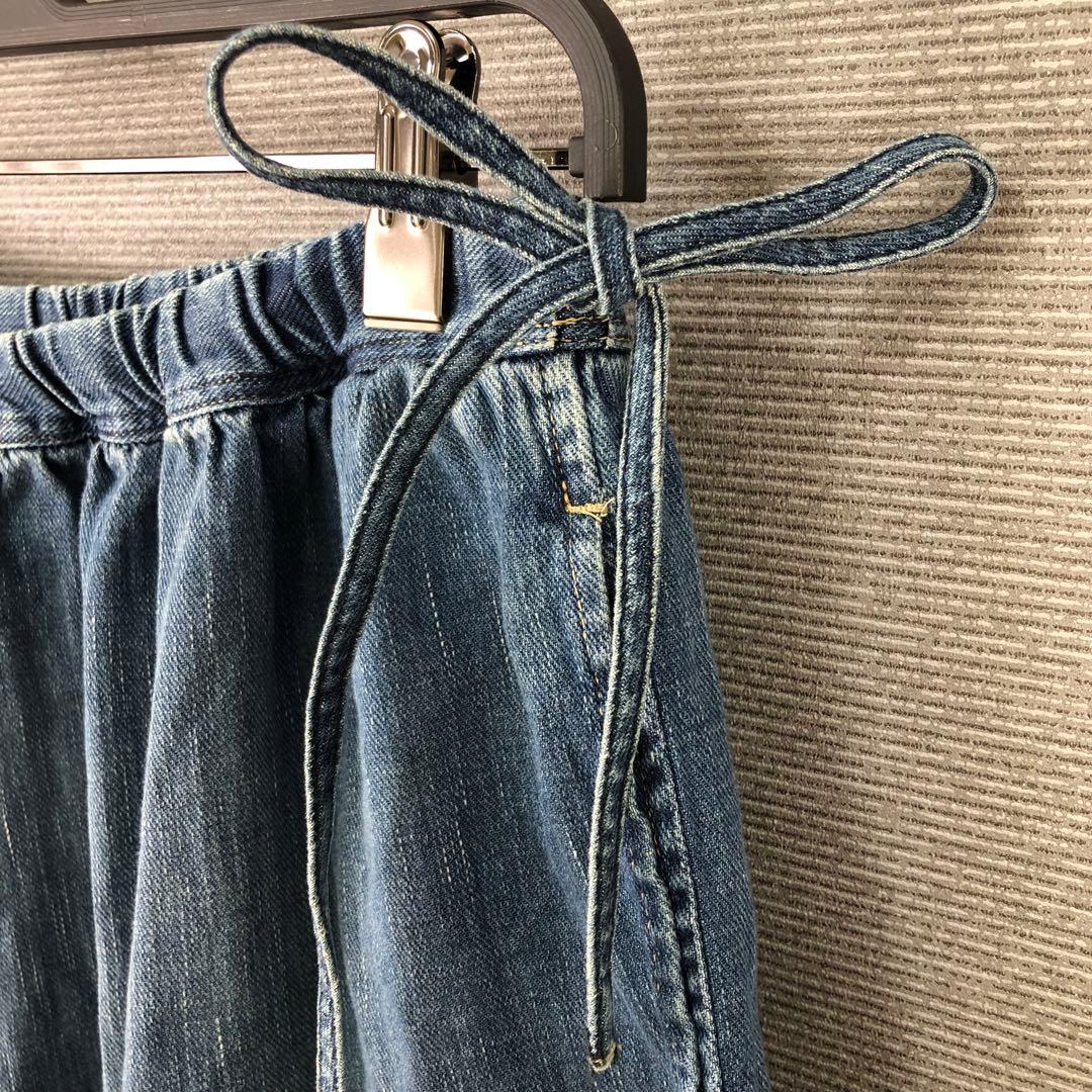 45R プチデニムのティアードフリルペチスカート インディゴブルー