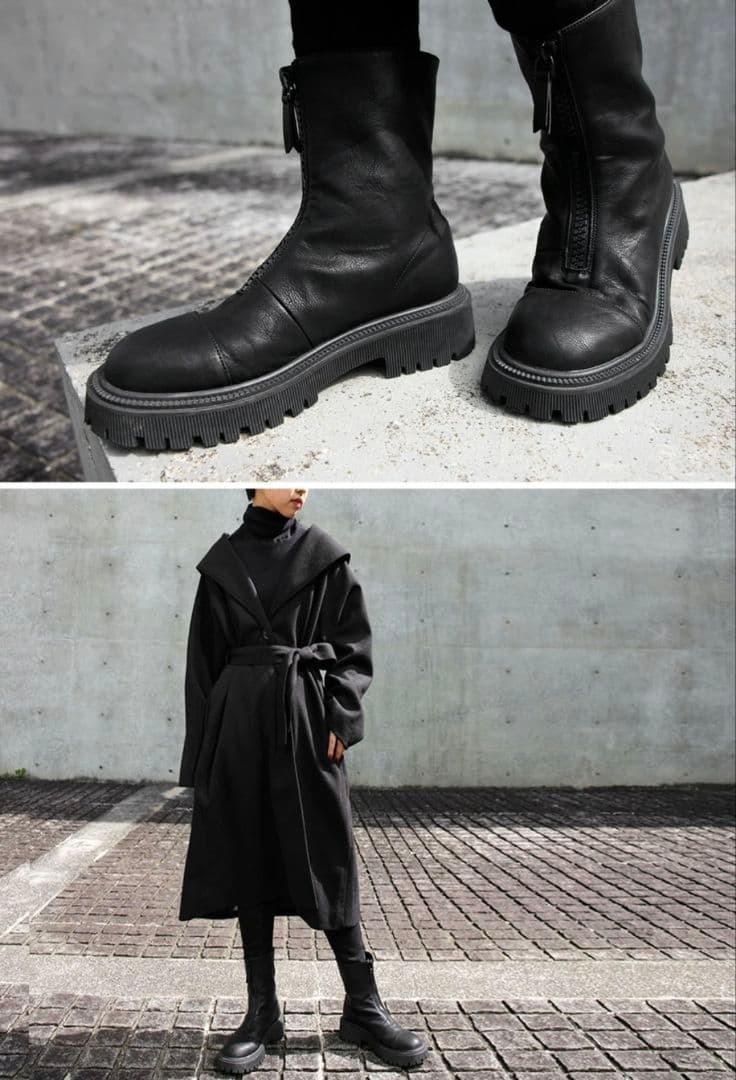 FRONT ZIP BOOTS ブラック