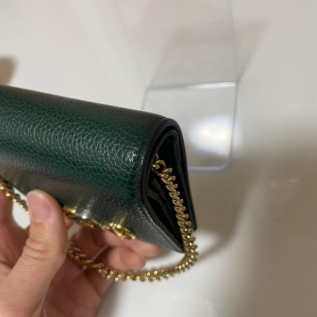Say　GUCCI ズゥミ チェーンウォレット 緑 レザー