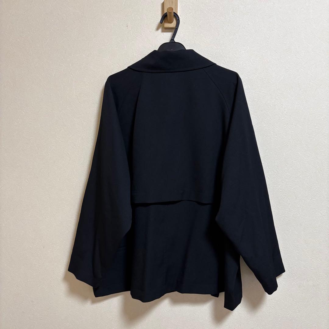 美品 Dulcamara よそいきトレンチショートコート ブラック 0 ゆったり