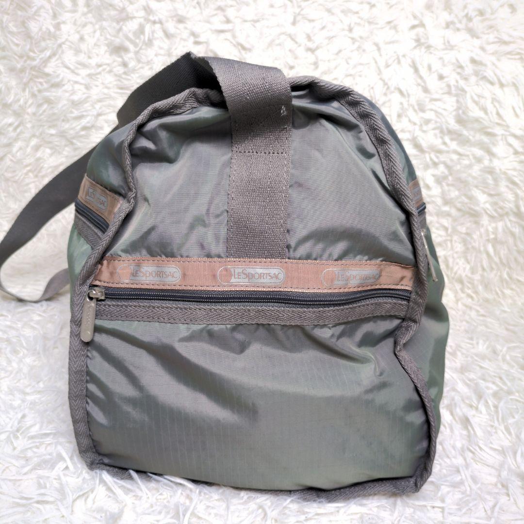 【美品】レスポートサック2wayボストンバッグ カーキ　無地　ポーチ　鍵付き
