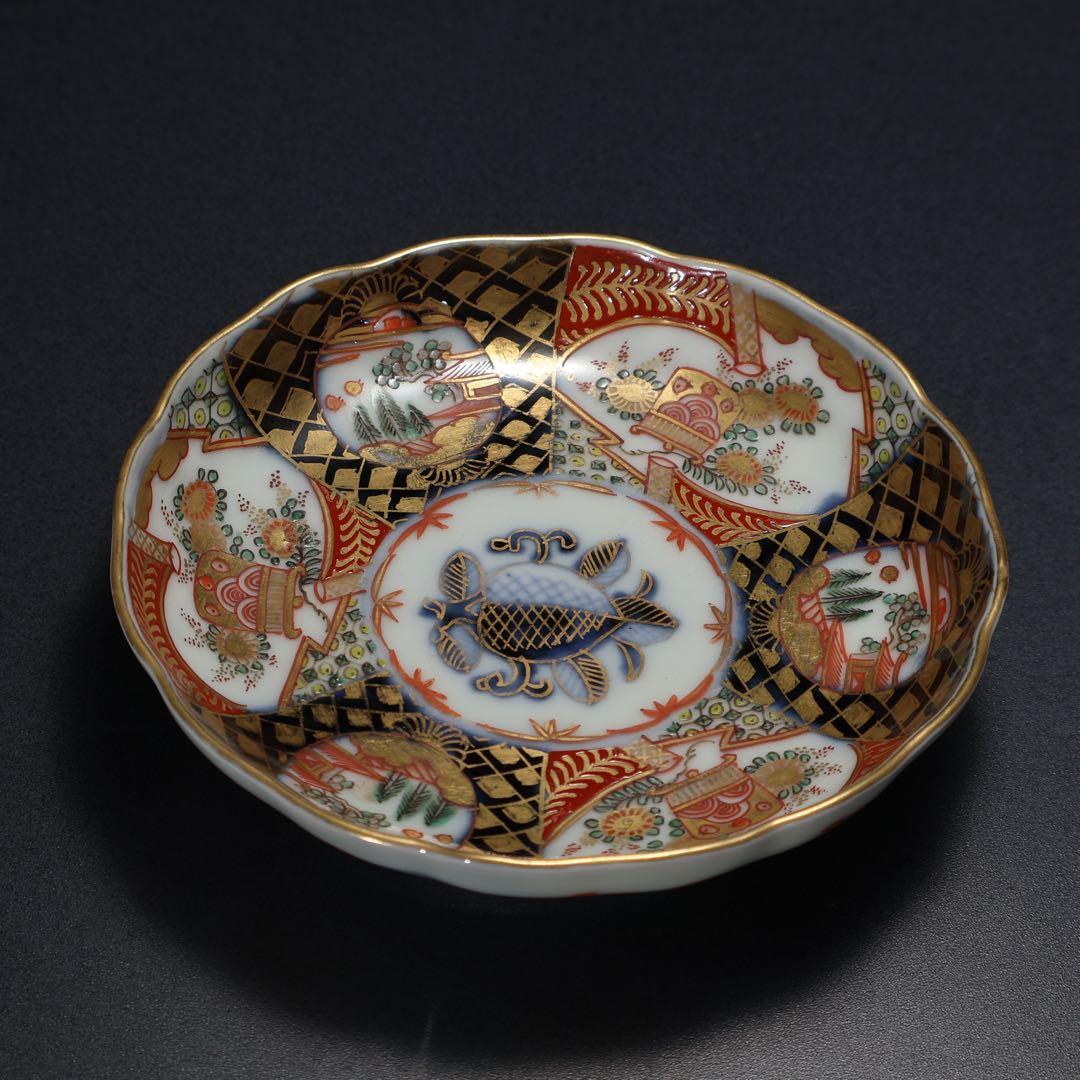 伊万里金襴手花に鳥籠図小皿2枚 ∅11cm　古伊万里　通りものR1356w2ダF