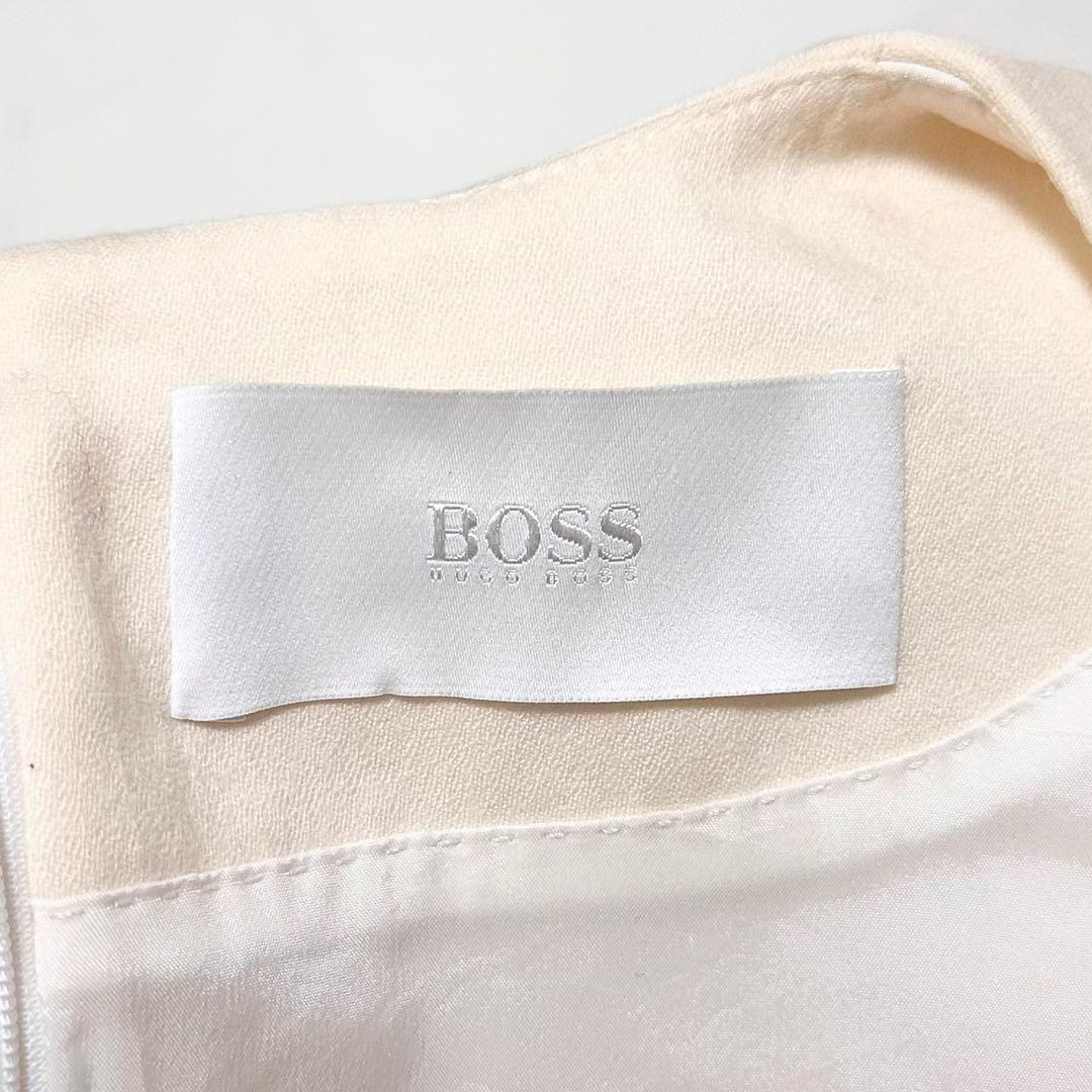 美品 ✨ ヒューゴボス　ワンピ―ス　美シルエット　白　40　ペチコート付