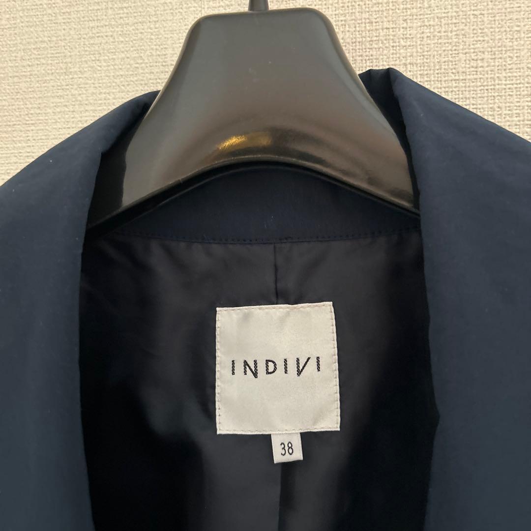 INDIVI スプリングパーカートレンチジャケット　38サイズ　ネイビー