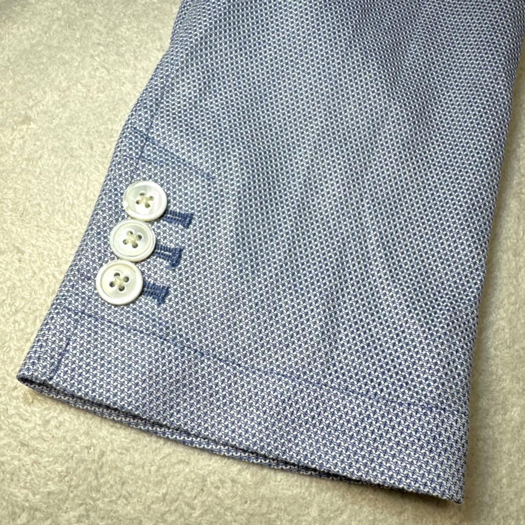 45 美品　鎌倉シャツ　テーラードジャケット　ブルー　XL コットン