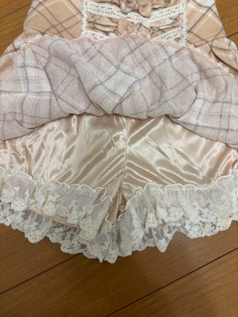 平成レトロLIZ LISAベージュ系チェック フレアキュロットスカート　スカパン