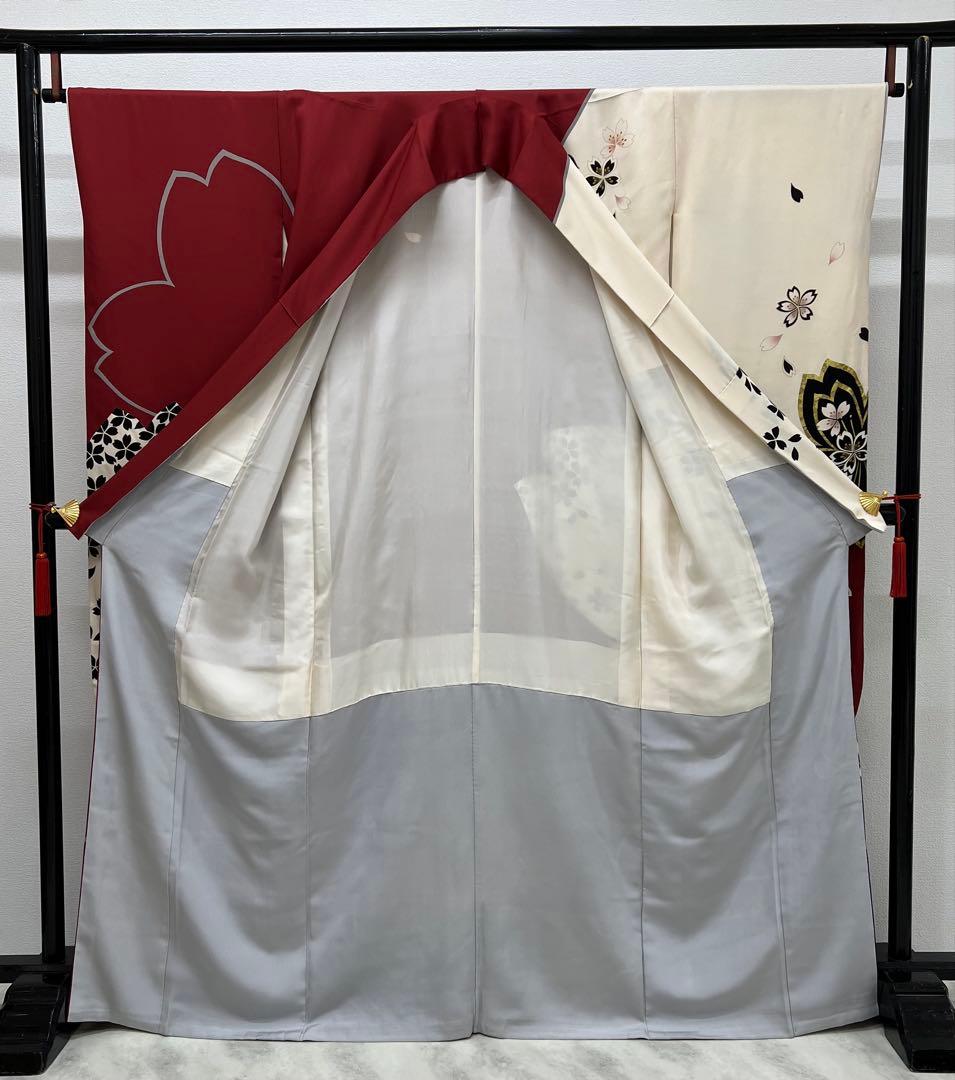 振り袖　フルセット　別誂長襦袢　金彩加工　大柄　刺繍入り　長尺帯締め　831