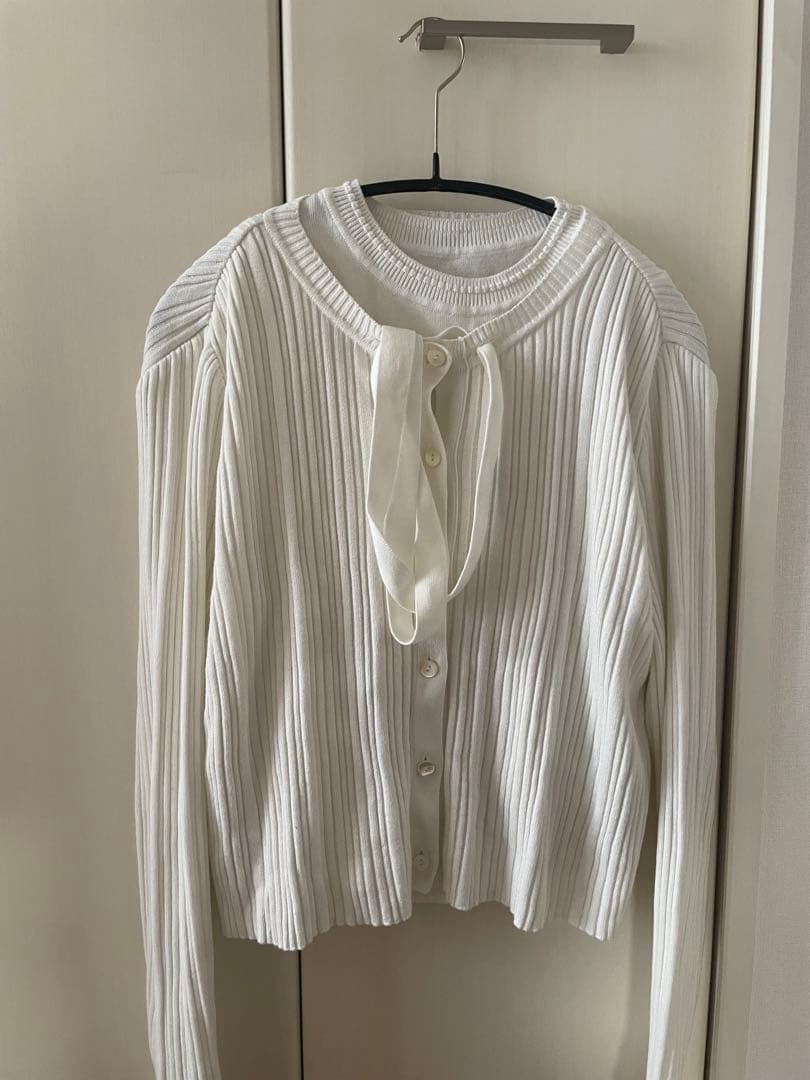 トップス audire Bowtie rib ensemble knit(Ivory)M