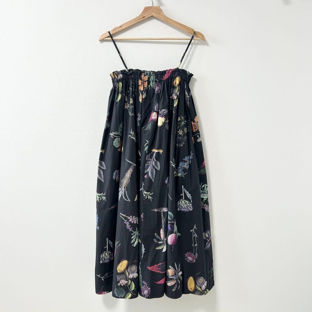 キャバン　 NEW BOTANICAL コットン ロングスカート　ブラック