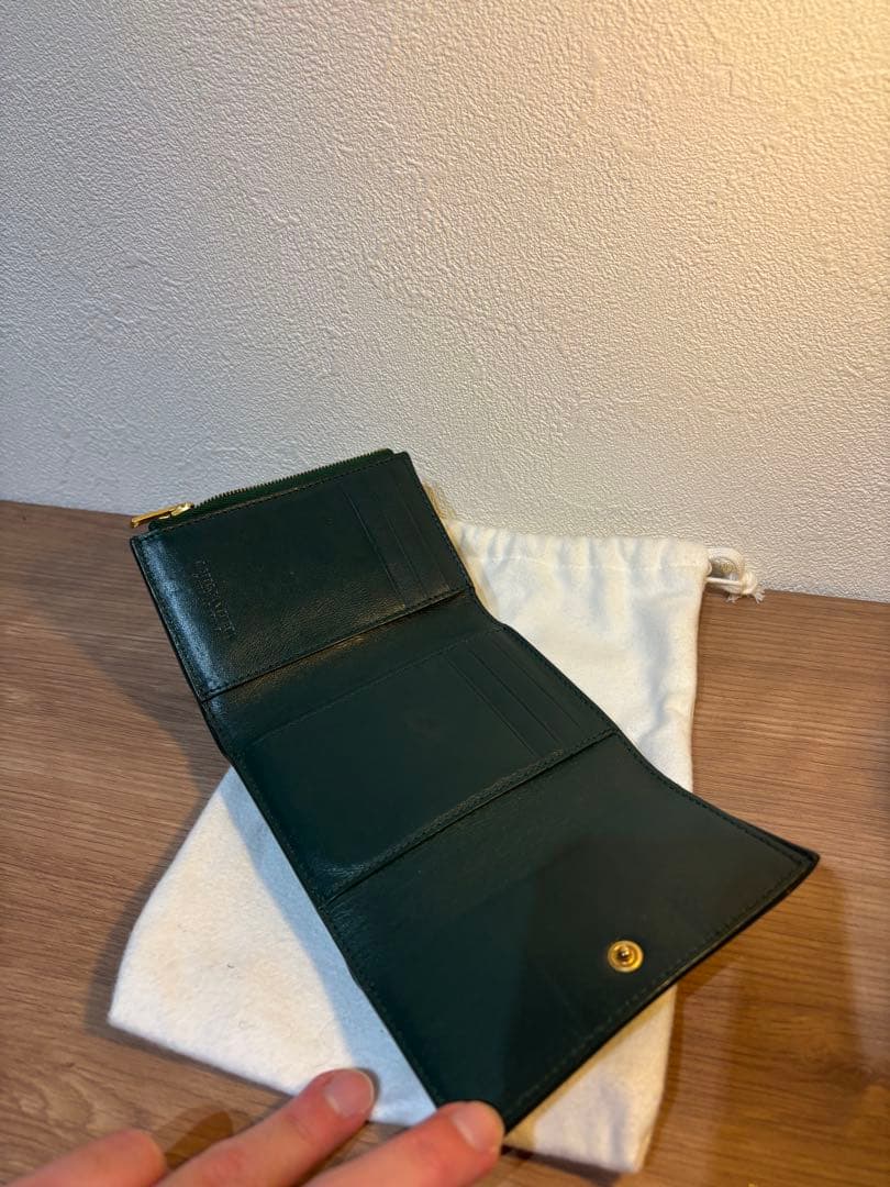 ぬこ BOTTEGA VENETA グリーン 三つ折り財布