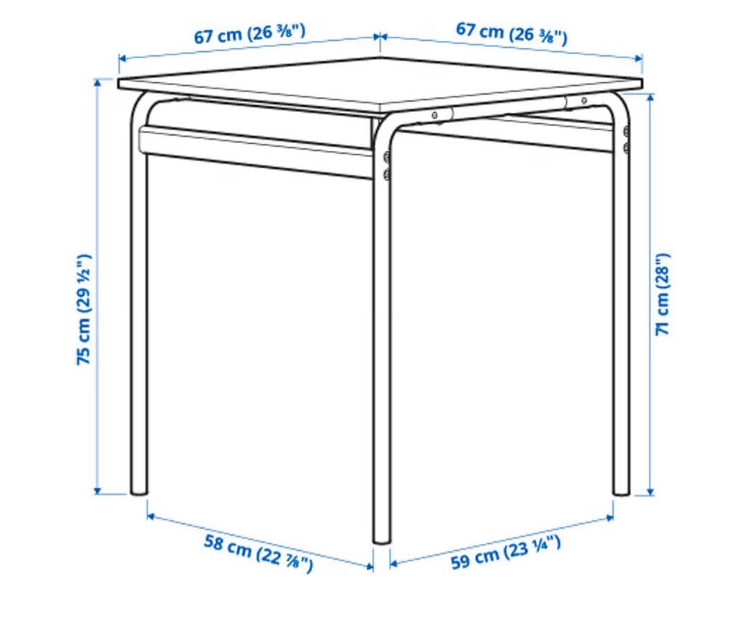 IKEA GRÅSALA テーブル、67x67x75 cm、グレー/グレー