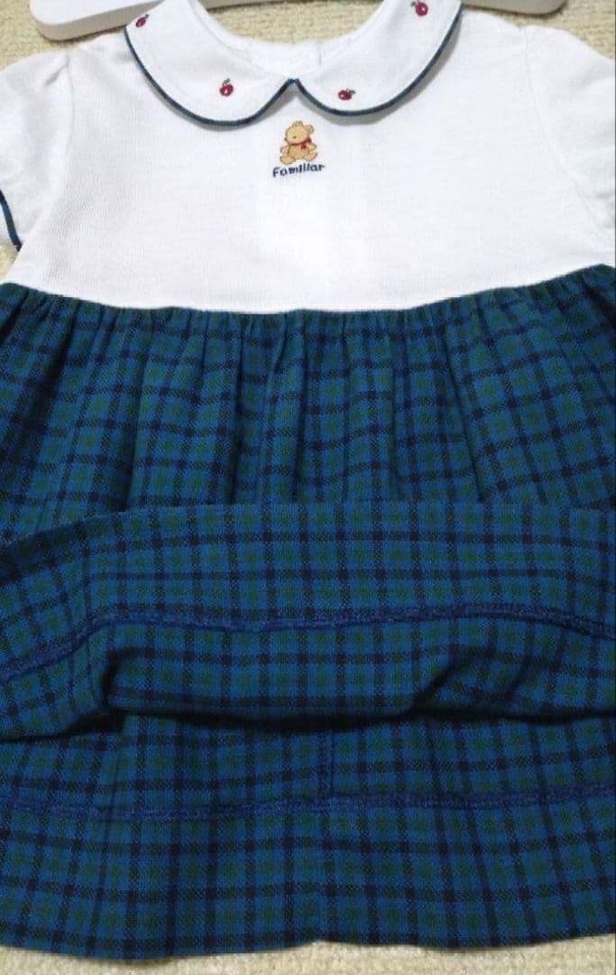 美品 familiar ファミリア 80 チェック 切り替え ワンピース