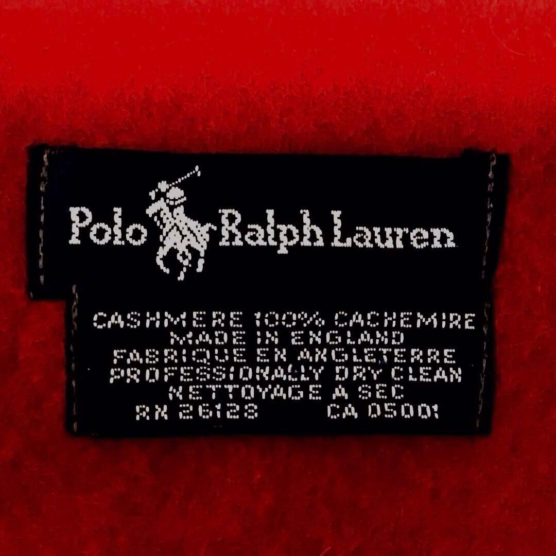 Polo Ralph Lauren 100%カシミヤ マフラー 英国製 レッド