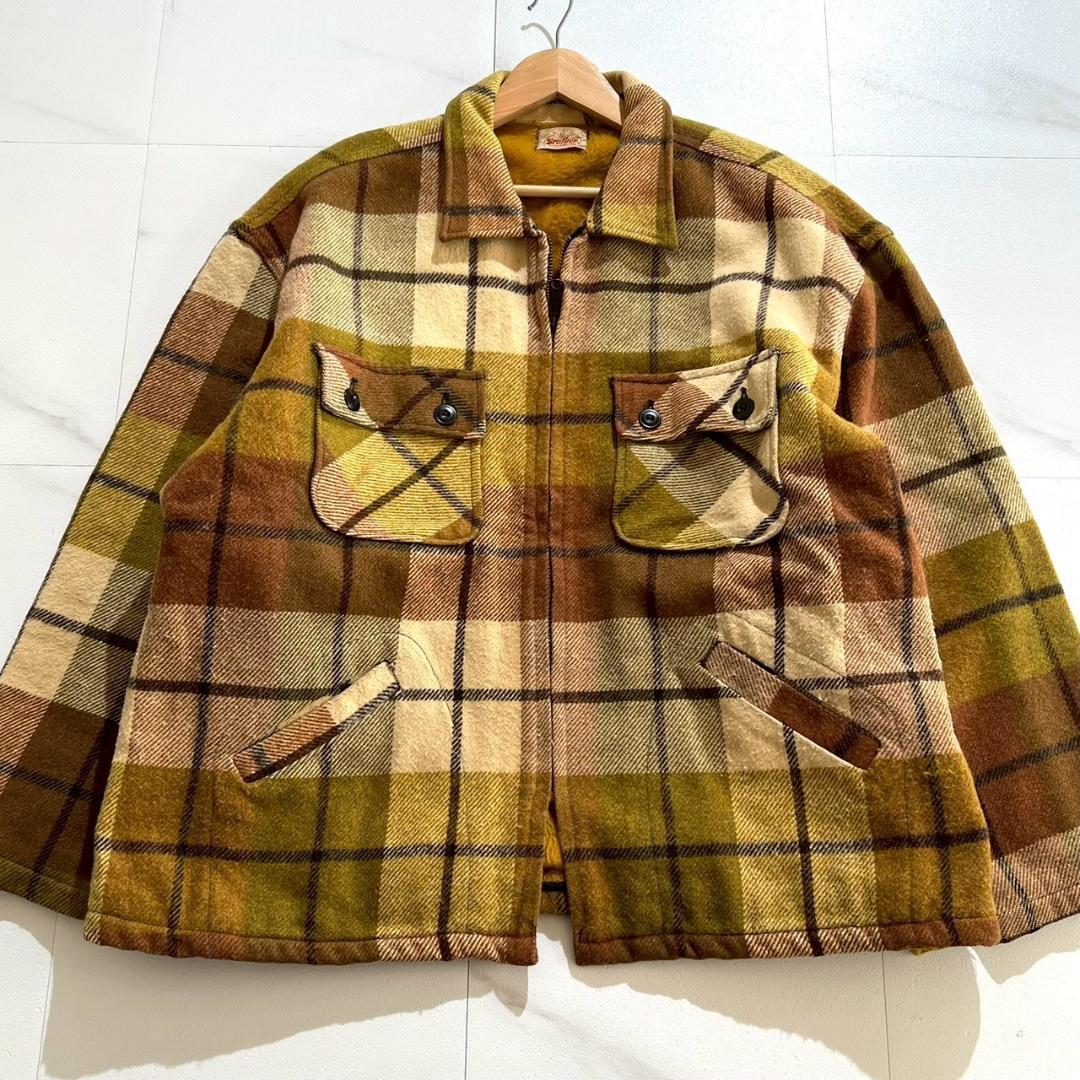 50s　FIVEBROTHER　デカタロン　ZIP　ウール　チェックジャケット